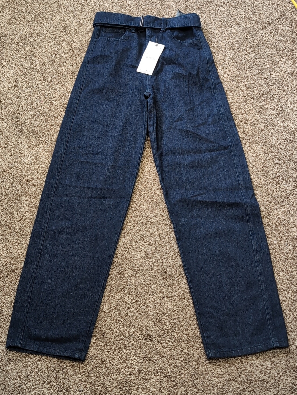 Zara Relaxed The Belted Denim Pant NEW Size 0